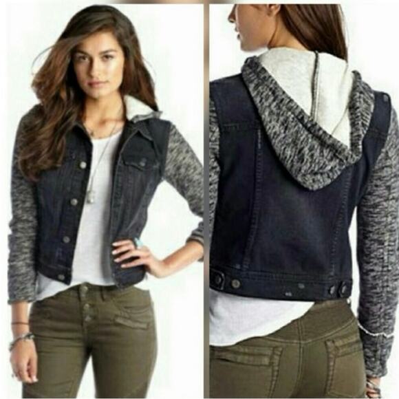 Free people Denim Sweatshirt Sleeve Jacket size S - Picture 3 of 10